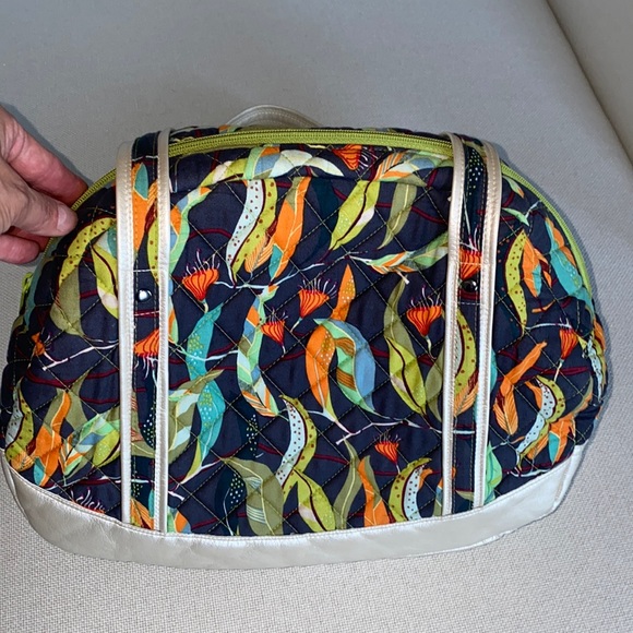 Handmade by Nancy O’Roarke Shoulder Handbag Purse Navy Colorful Leaf Gold Trim - Picture 11 of 11